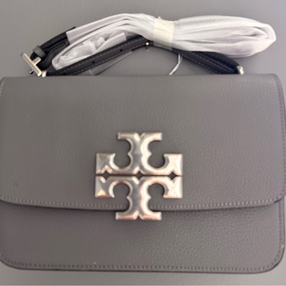 Tory Burch Gray Crossbody Bag with Ornate Silver Hardware